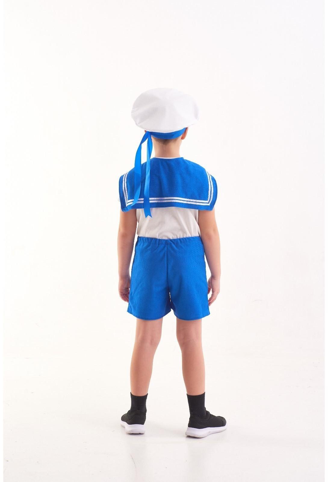 Карнавальный костюм «Юнга», бескозырка, воротник, шорты, 5-7 лет, рост 122-134 см