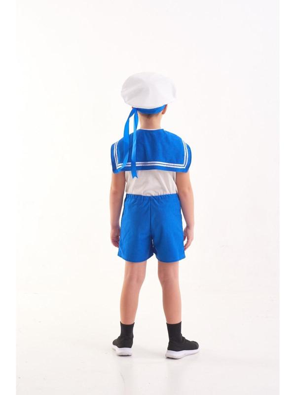 Карнавальный костюм «Юнга», бескозырка, воротник, шорты, 5-7 лет, рост 122-134 см
