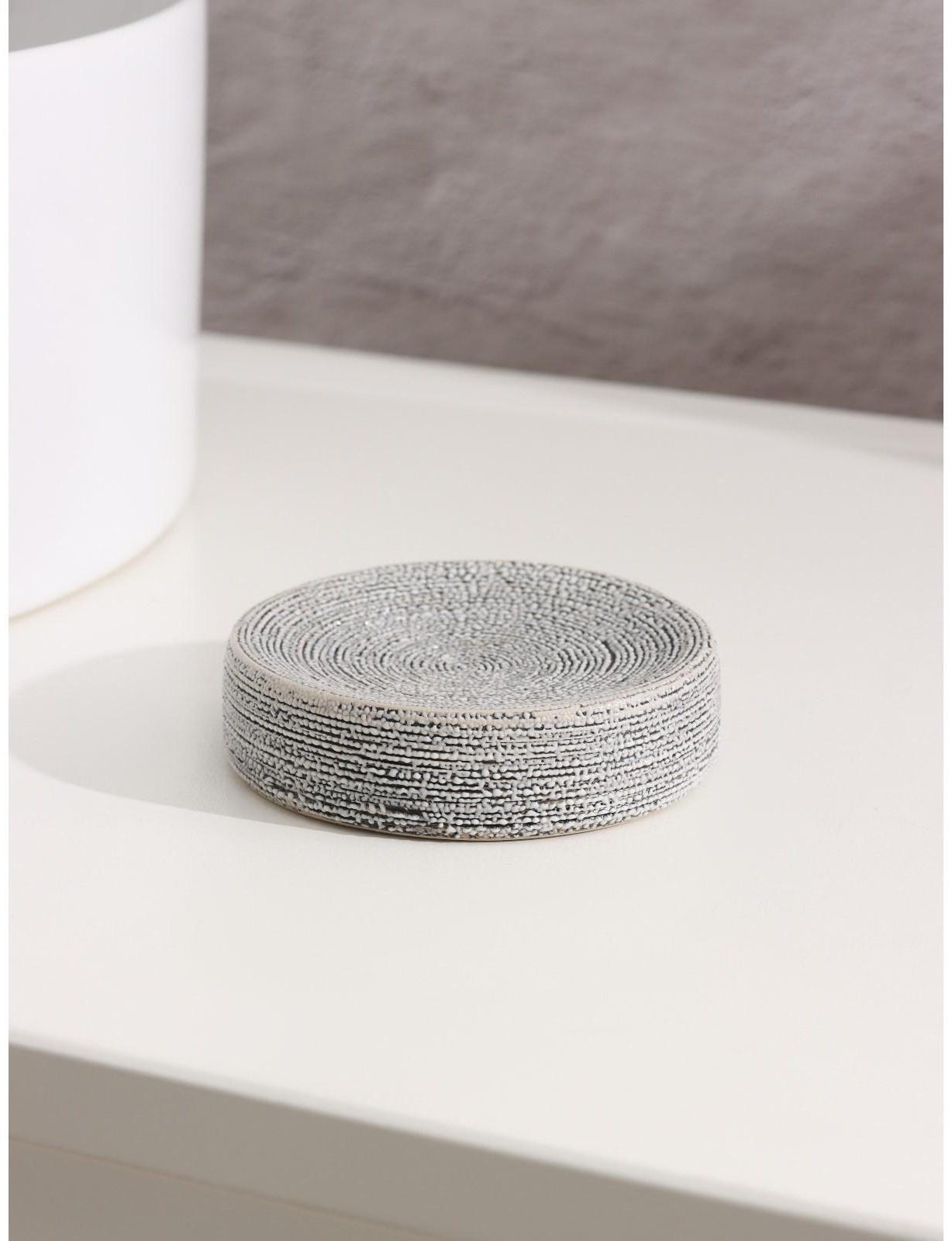 Набор аксессуаров для ванной комнаты Доляна «Камень», 4 предмета (дозатор 300 мл, мыльница, 2 стакана), цвет серый