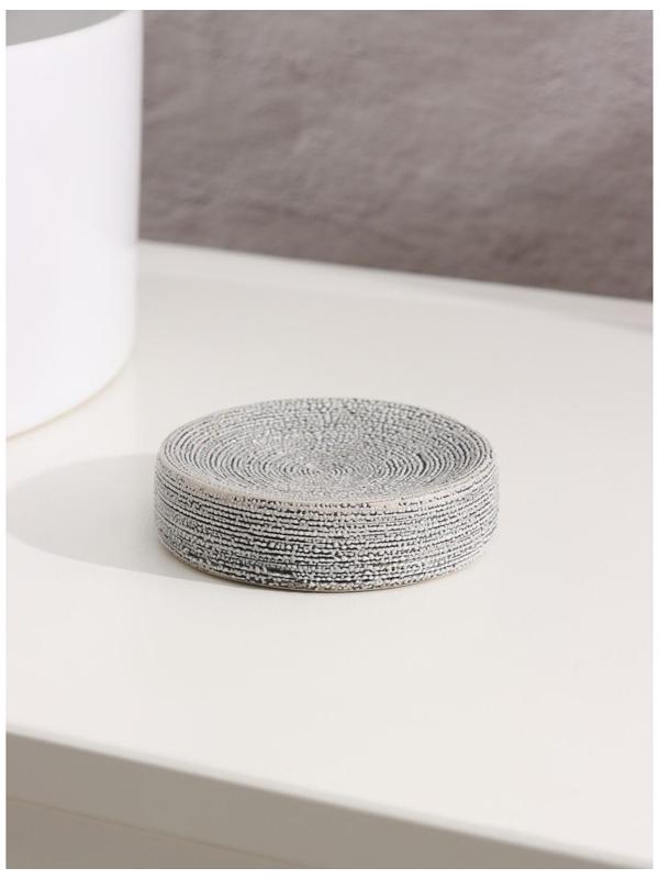 Набор аксессуаров для ванной комнаты Доляна «Камень», 4 предмета (дозатор 300 мл, мыльница, 2 стакана), цвет серый