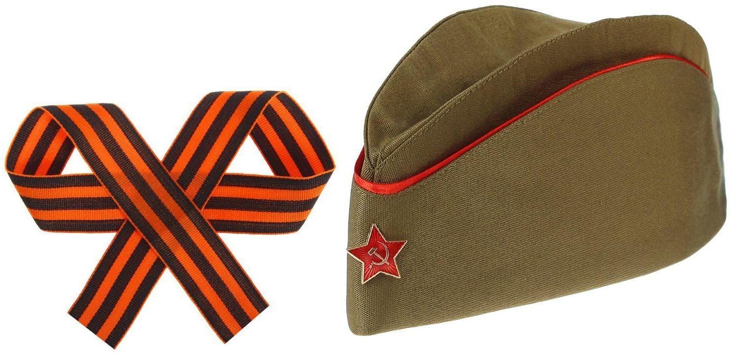 Набор военного, 2 предмета: пилотка, георгиевская лента