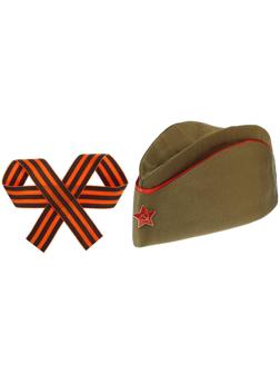 Набор военного, 2 предмета: пилотка, георгиевская лента