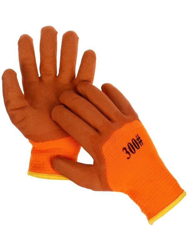 Перчатки нейлоновые, с двойной латексной пропиткой, утеплённые, размер 10, МИКС