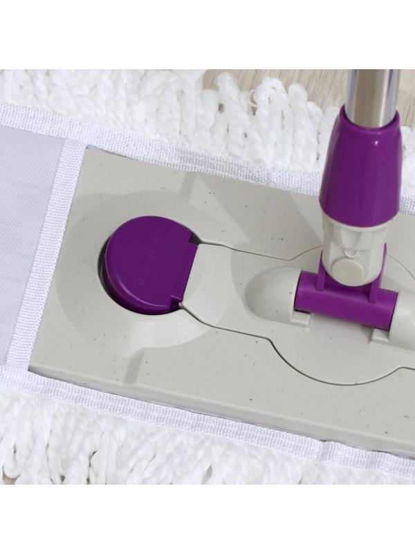 Швабра для мытья пола плоская Доляна, насадка из микрофибры 55×14 см, телескопическая стальная ручка 80-128 см, цвет МИКС