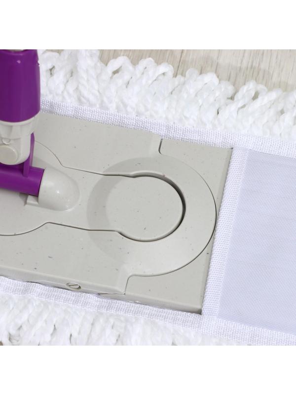 Швабра для мытья пола плоская Доляна, насадка из микрофибры 55×14 см, телескопическая стальная ручка 80-128 см, цвет МИКС