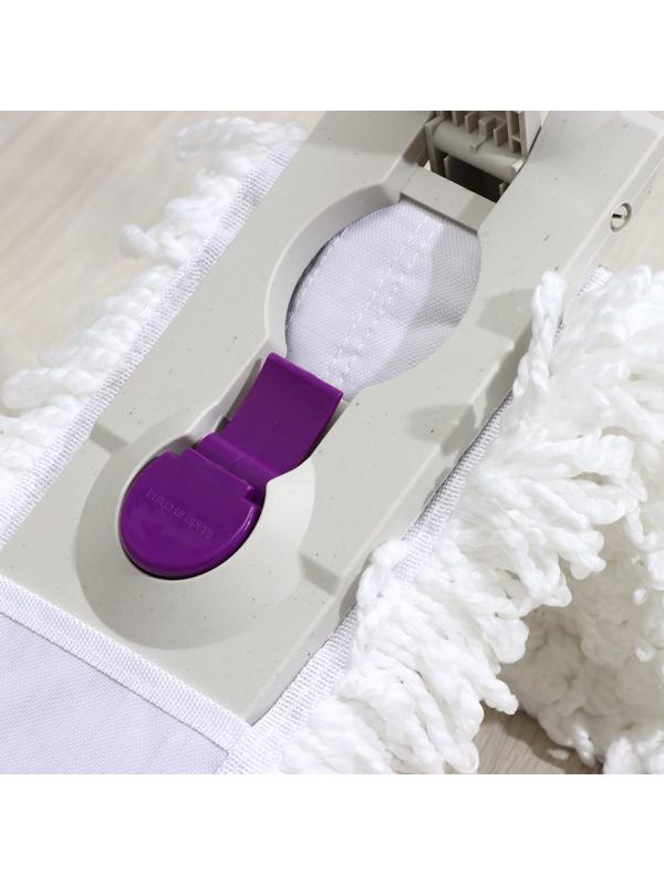 Швабра для мытья пола плоская Доляна, насадка из микрофибры 55×14 см, телескопическая стальная ручка 80-128 см, цвет МИКС