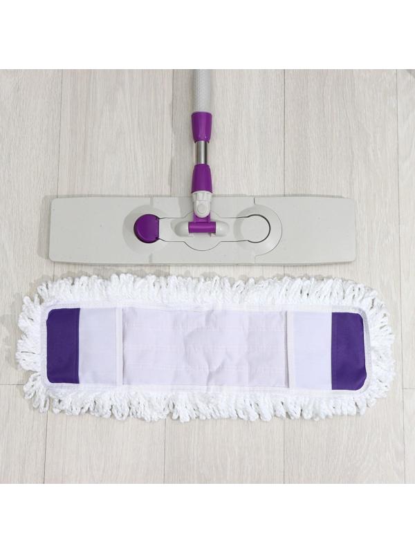 Швабра для мытья пола плоская Доляна, насадка из микрофибры 55×14 см, телескопическая стальная ручка 80-128 см, цвет МИКС