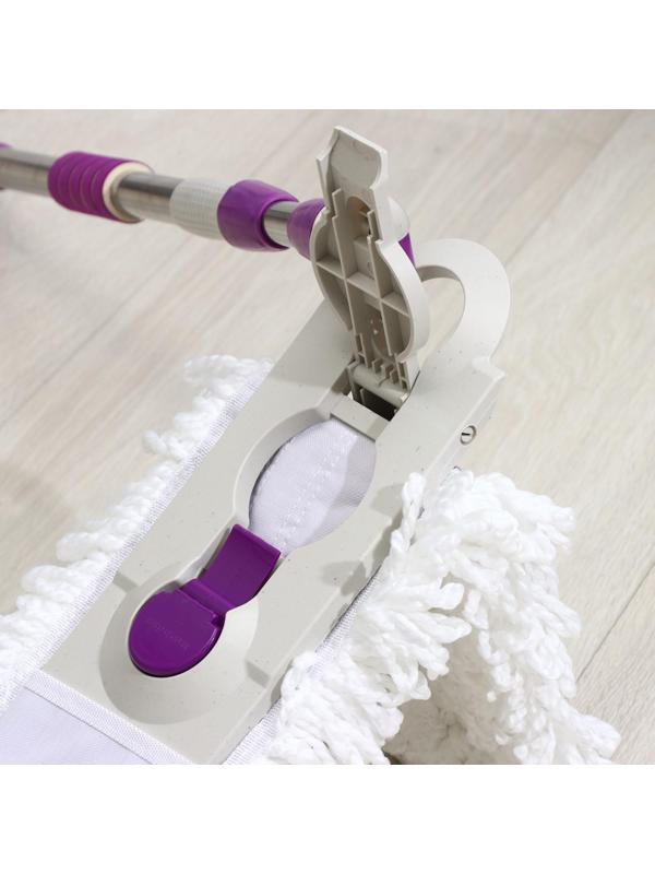 Швабра для мытья пола плоская Доляна, насадка из микрофибры 55×14 см, телескопическая стальная ручка 80-128 см, цвет МИКС