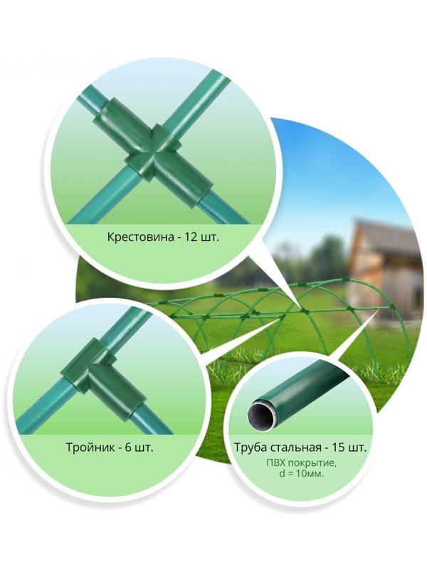 Комплект для сборки парника, 15 перекладин L = 0,9 м, d = 10 мм, без дуг