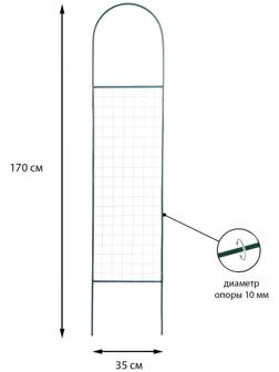 Шпалера, 170 × 35 × 1 см, металл, зелёная, «Сетка мини»