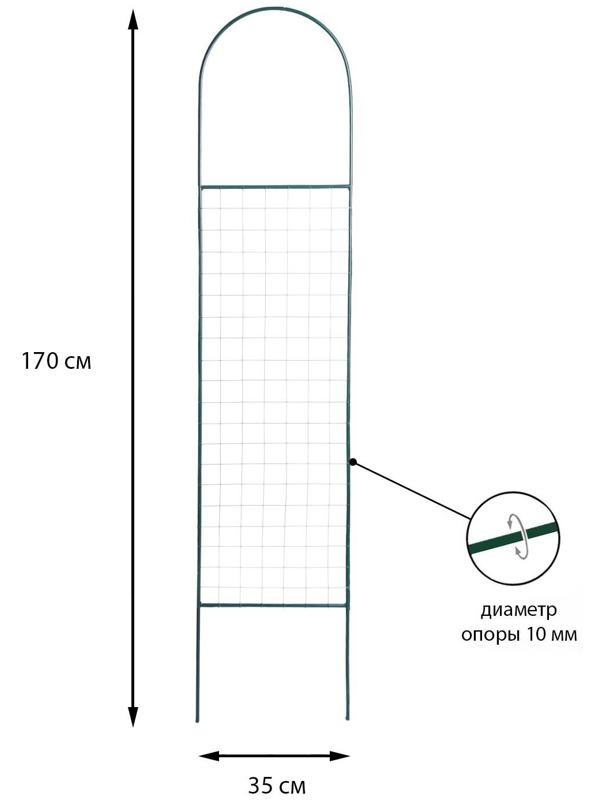Шпалера, 170 × 35 × 1 см, металл, зелёная, «Сетка мини»