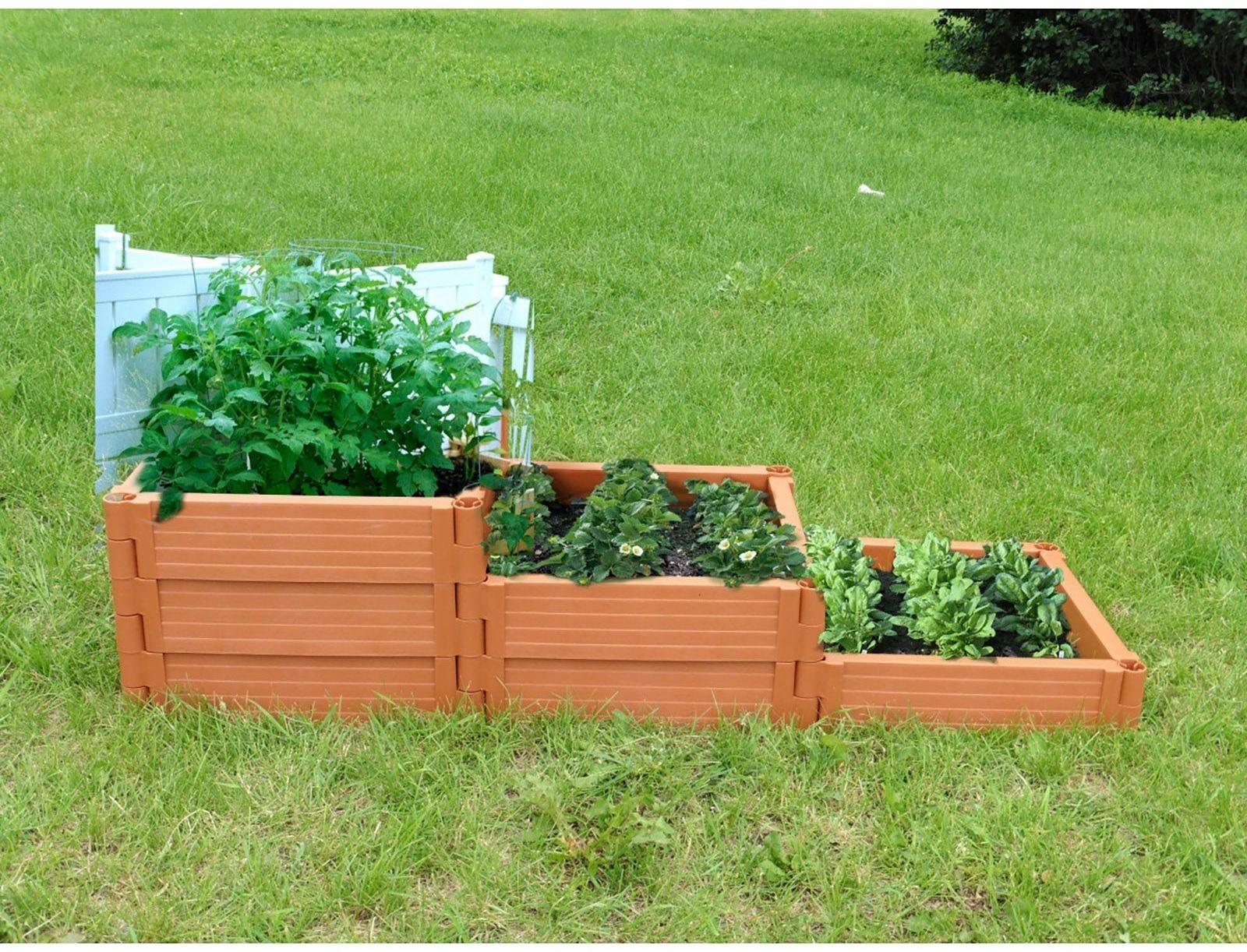 Грядка пластиковая, 55 × 55 × 13 см, терракотовая, «Плюс»