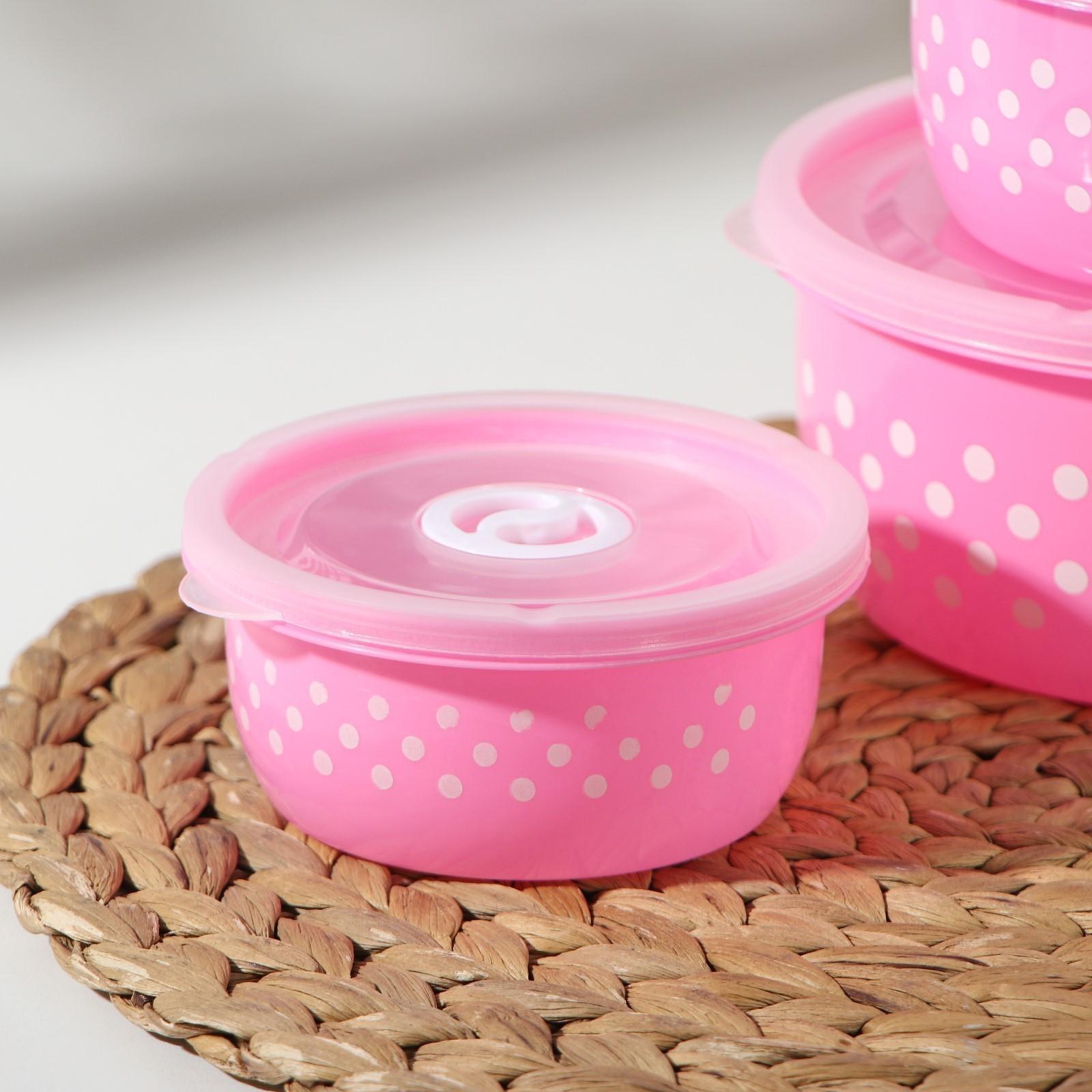 Набор ланч-боксов пластиковых «Горошек», 3 шт: 300 мл, 600 мл, 900 мл, цвет МИКС