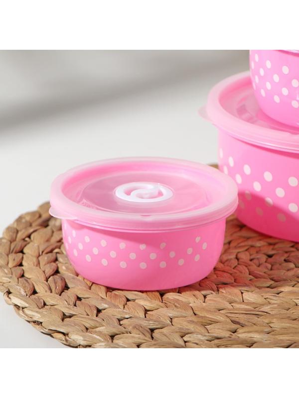 Набор ланч-боксов пластиковых «Горошек», 3 шт: 300 мл, 600 мл, 900 мл, цвет МИКС