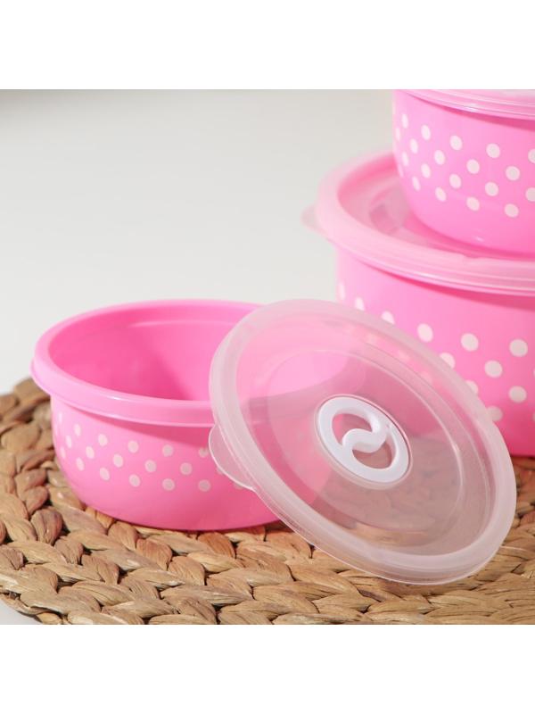 Набор ланч-боксов пластиковых «Горошек», 3 шт: 300 мл, 600 мл, 900 мл, цвет МИКС