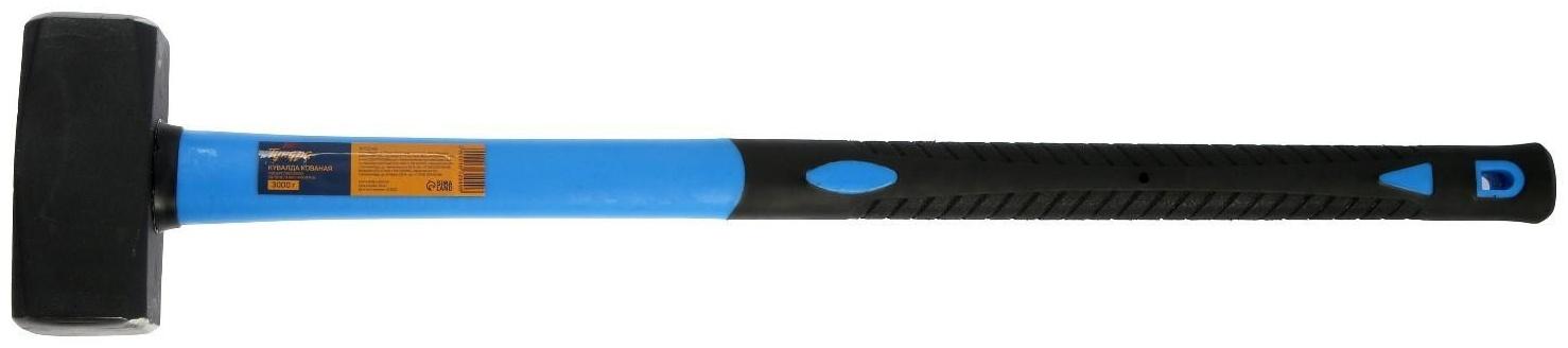 Кувалда кованая ТУНДРА, удлиненная фиберглассовая трехкомпонентная рукоятка, 3 кг