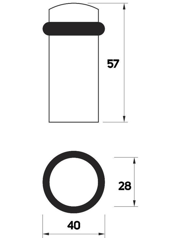 Упор дверной U301GP, d=28 мм, h=57 мм, цвет золото