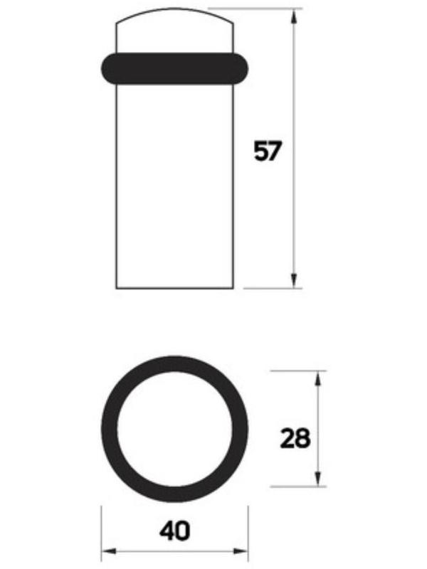 Упор дверной U301AС, d=28 мм, h=57 мм, цвет медь