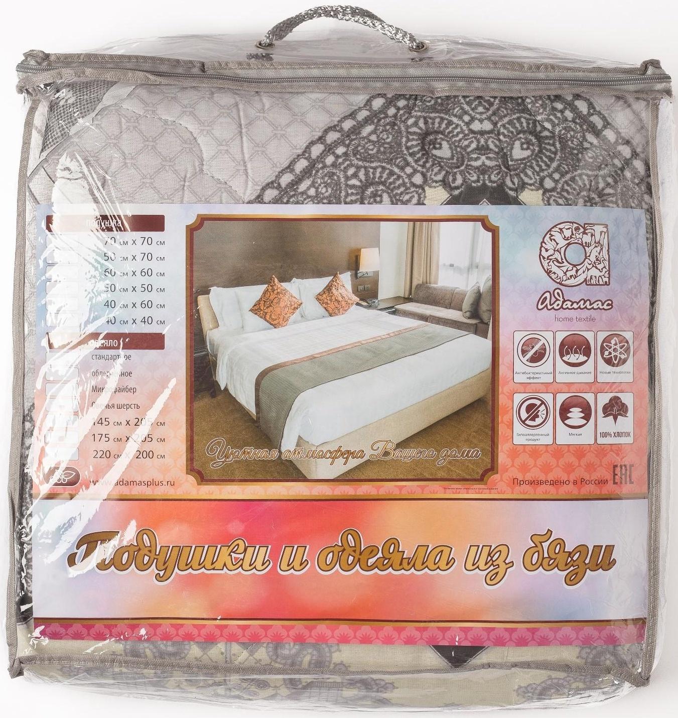 Одеяло 1,5сп облег 145х205 овечья шерсть 200г/м, бязь МИКС 120г/м хл100%