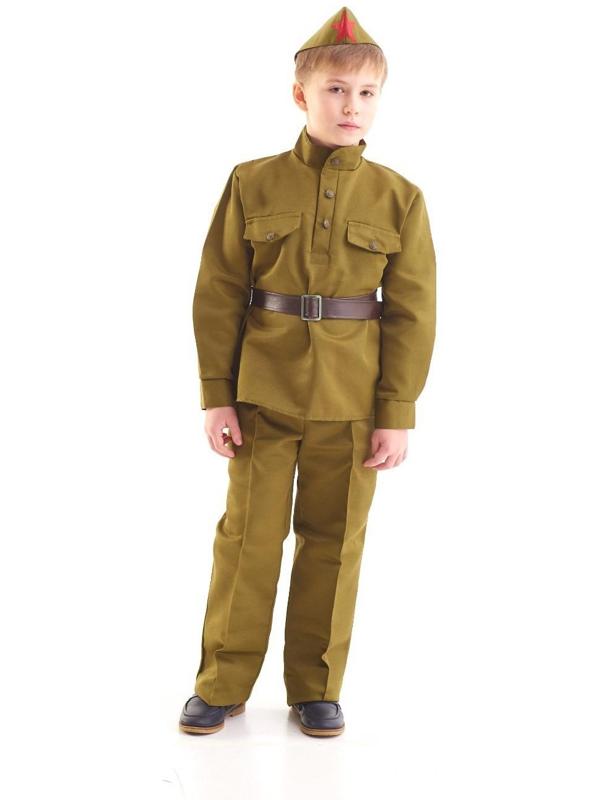 Костюм военного, гимнастёрка, ремень, пилотка, брюки, 8-10 лет, рост 140-152 см