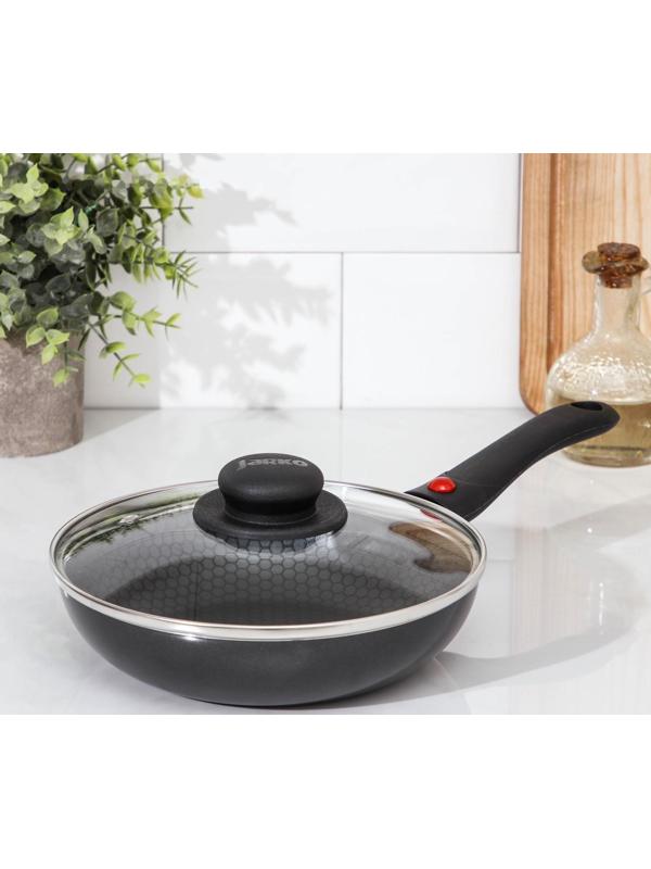 Сковорода Forever, d=20 см, съёмная ручка, стеклянная крышка, антипригарное покрытие, цвет чёрный