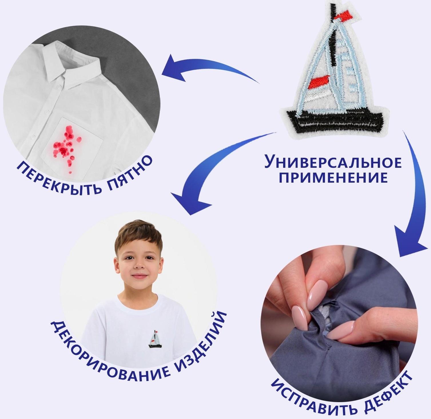 Термоаппликация «Кораблик», 4,5 × 3,3 см, цвет голубой