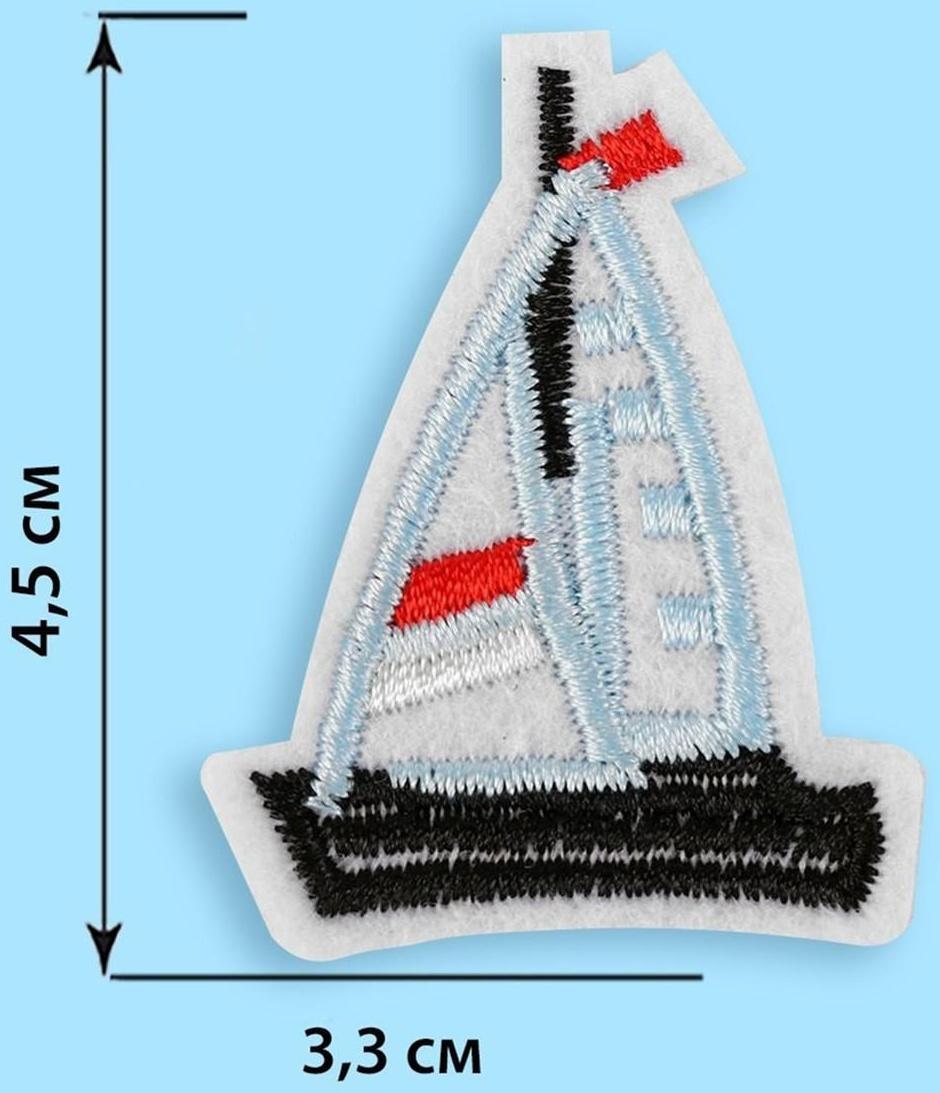 Термоаппликация «Кораблик», 4,5 × 3,3 см, цвет голубой