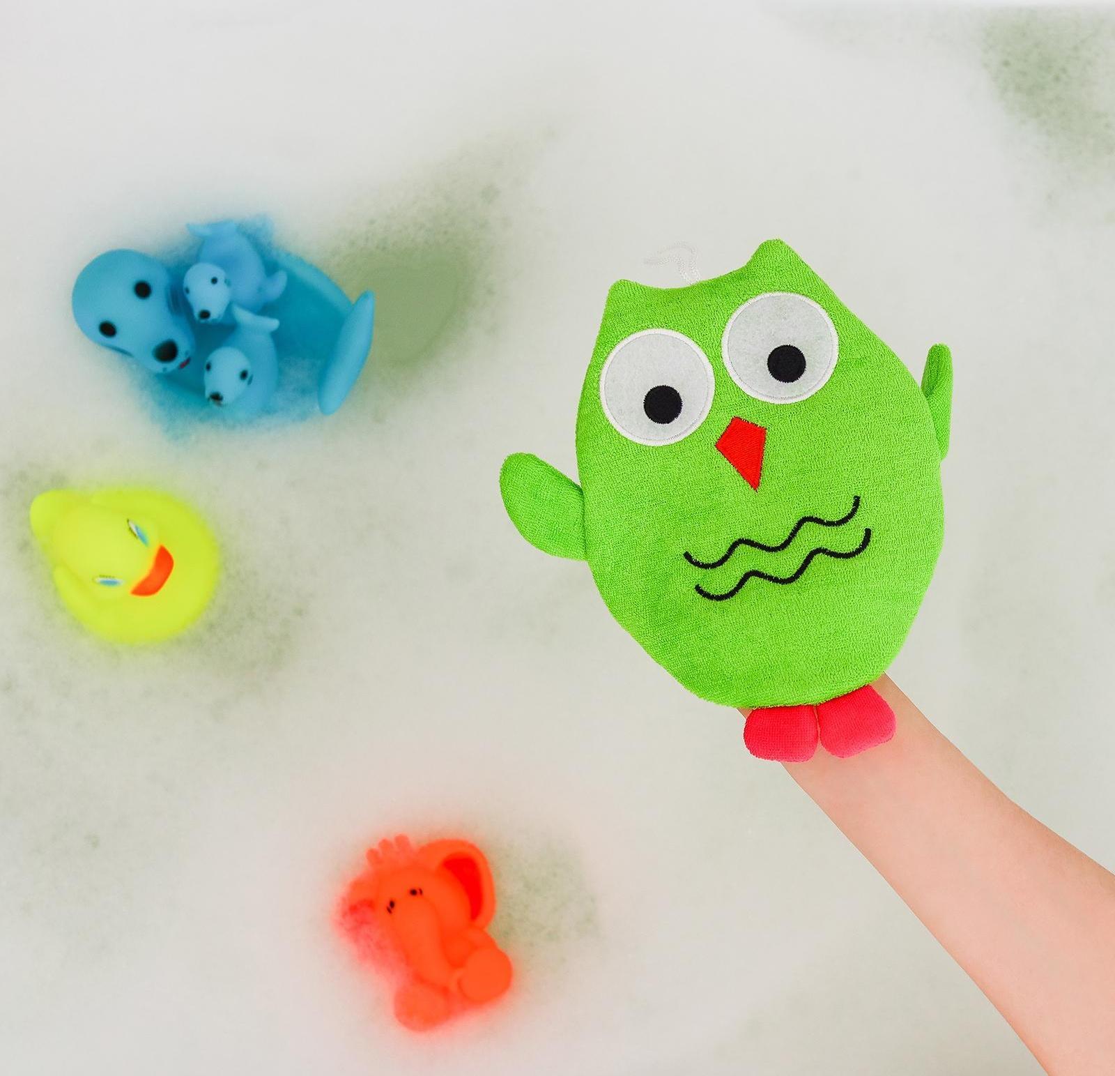 Мочалка-варежка детская для купания Доляна «Совушка», цвет МИКС