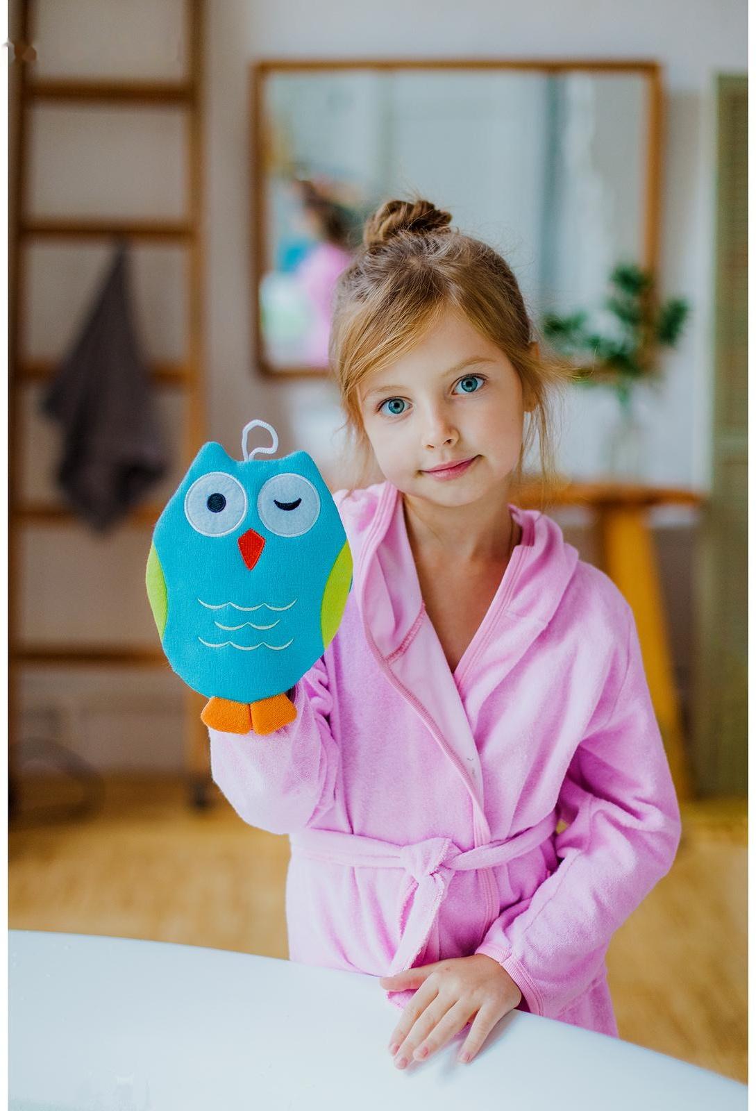 Мочалка-варежка детская для купания Доляна «Совушка», цвет МИКС