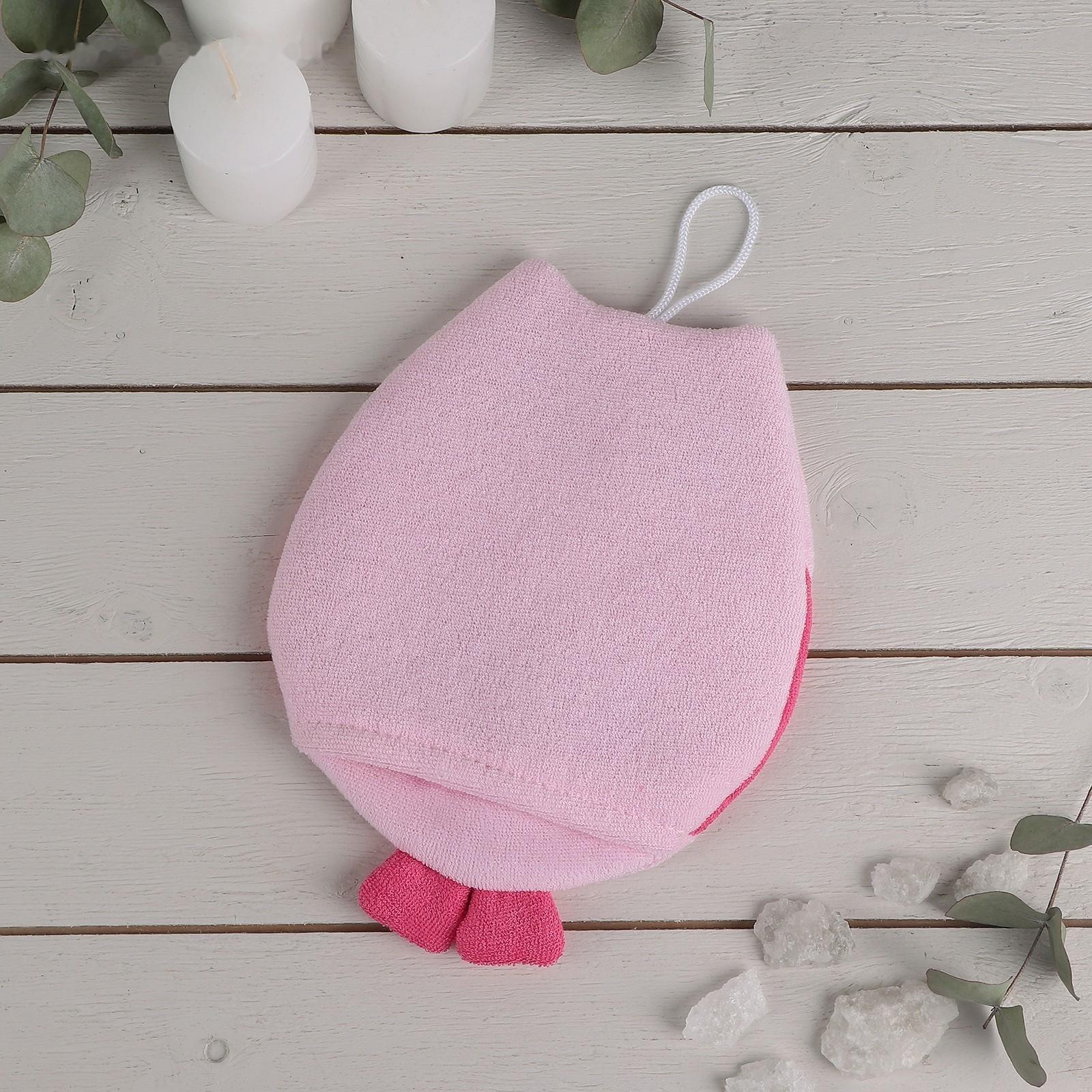 Мочалка-варежка детская для купания Доляна «Совушка», цвет МИКС