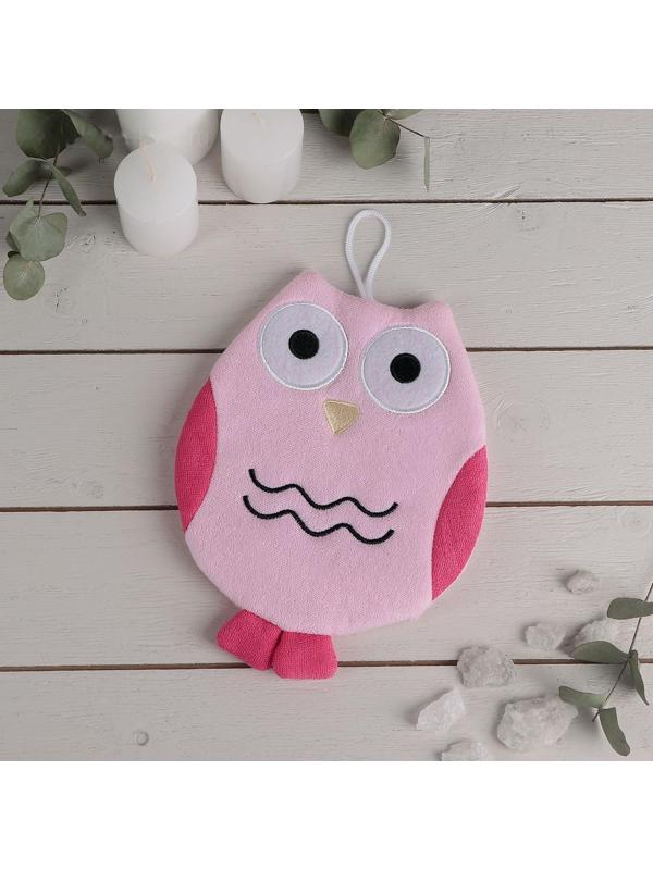 Мочалка-варежка детская для купания Доляна «Совушка», цвет МИКС