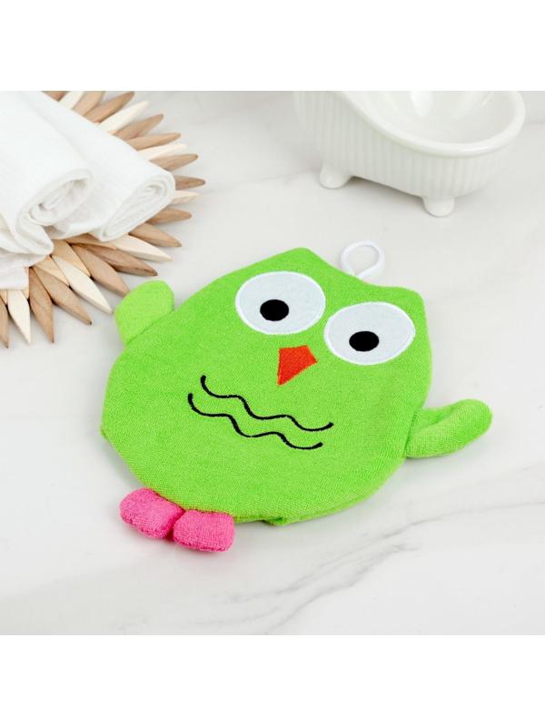 Мочалка-варежка детская для купания Доляна «Совушка», цвет МИКС