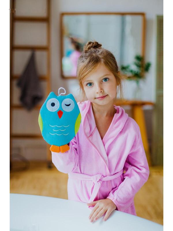 Мочалка-варежка детская для купания Доляна «Совушка», цвет МИКС