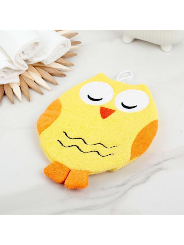 Мочалка-варежка детская для купания Доляна «Совушка», цвет МИКС