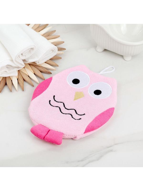 Мочалка-варежка детская для купания Доляна «Совушка», цвет МИКС