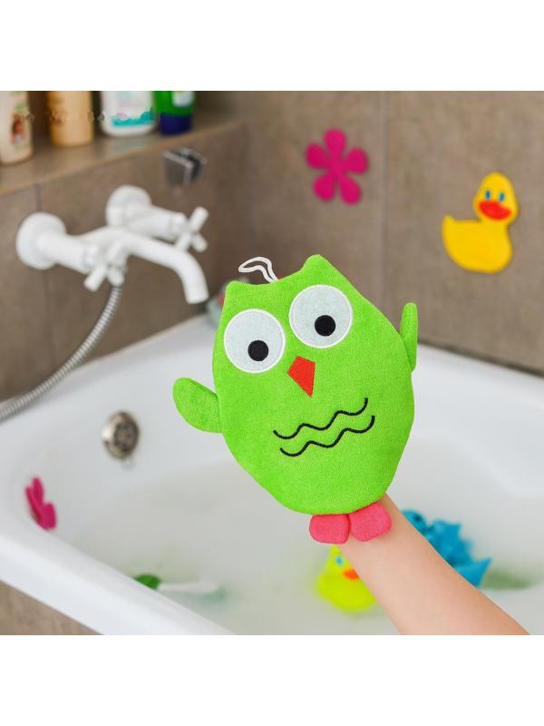 Мочалка-варежка детская для купания Доляна «Совушка», цвет МИКС