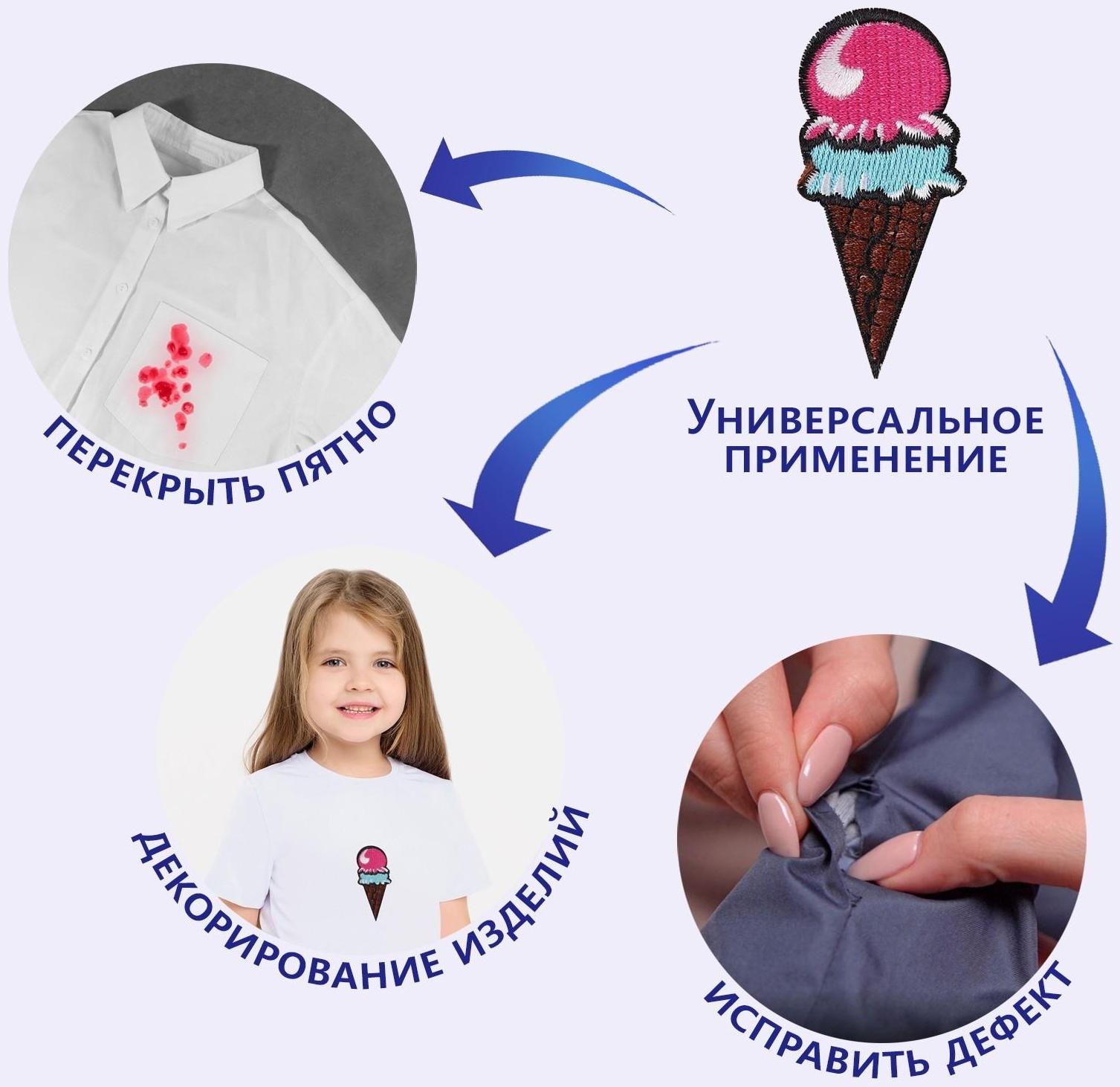 Термоаппликация «Мороженое», 7,2 × 3,5 см, цвет разноцветный