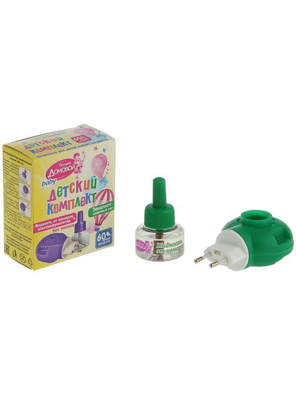 Комплект от комаров Домовой Прошка Детский с Эвкалиптом 60 ночей + фумигатор