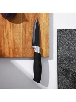 Нож с антиналипающим покрытием Доляна «Супер-блэк», лезвие 9 см, цвет чёрный