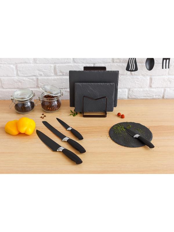 Нож с антиналипающим покрытием Доляна «Супер-блэк», лезвие 9 см, цвет чёрный