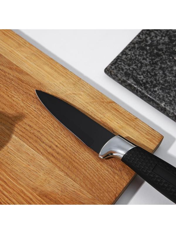 Нож с антиналипающим покрытием Доляна «Супер-блэк», лезвие 9 см, цвет чёрный