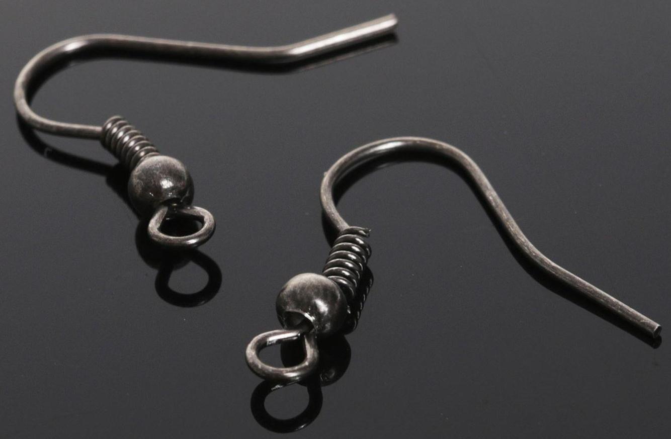 Швензы-крючки с бусиной СМ-214, (набор 5 пар), цвет серый