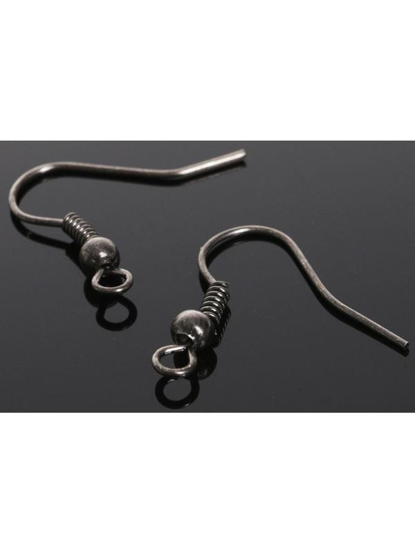 Швензы-крючки с бусиной СМ-214, (набор 5 пар), цвет серый