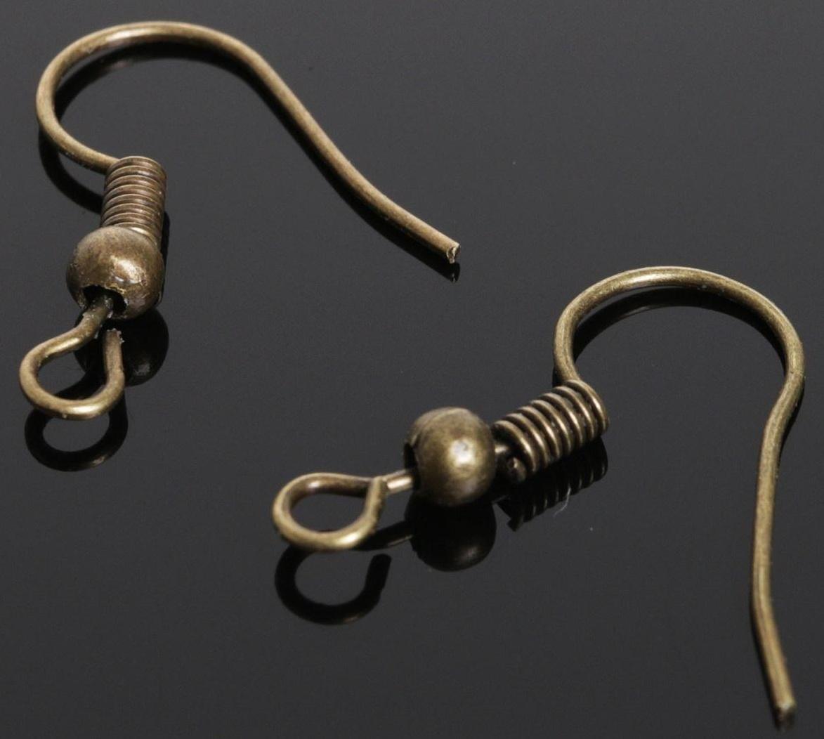 Швензы-крючки с бусиной СМ-214, (набор 5 пар), цвет бронзы