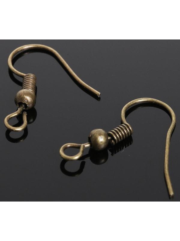 Швензы-крючки с бусиной СМ-214, (набор 5 пар), цвет бронзы