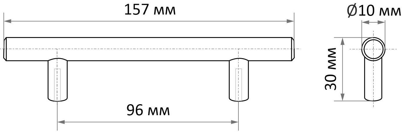 Ручка-рейлинг, d=10 мм, м/о 96 мм, цвет сатиновый никель