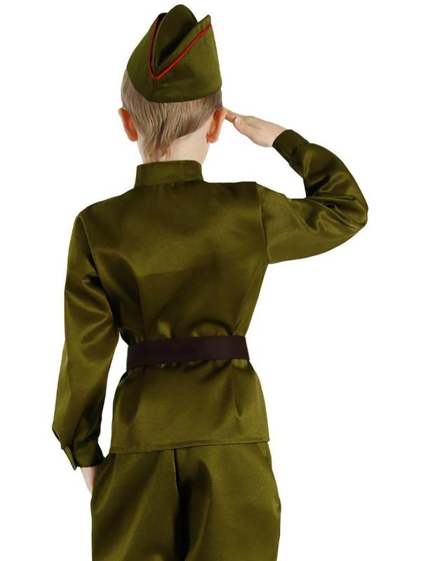 Костюм военного, гимнастёрка, пилотка, ремень, р-р 28, рост 110 см