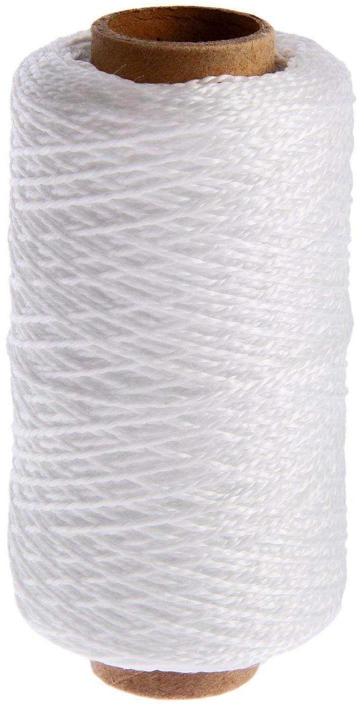 Нить кручёная 2-х прядная ПП, d=1,3 мм, 200 м, цвет белый
