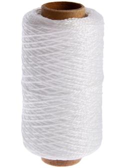 Нить кручёная 2-х прядная ПП, d=1,3 мм, 200 м, цвет белый