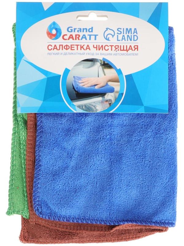 Тряпка для мытья авто, TORSO, микрофибра, 200 г/м², 20×30 см, набор 3 шт